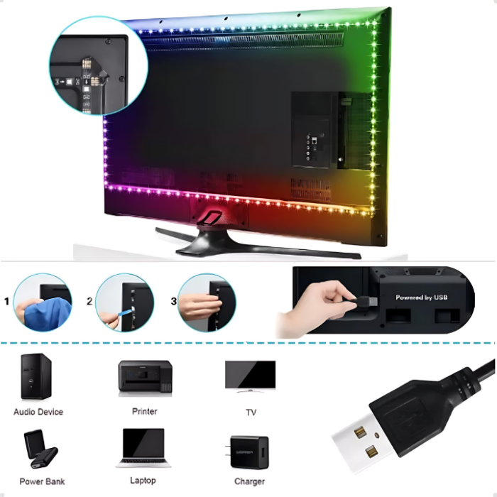 Fita Led Colorida + Controle (BRINDE) - (USB e Bluetooth)