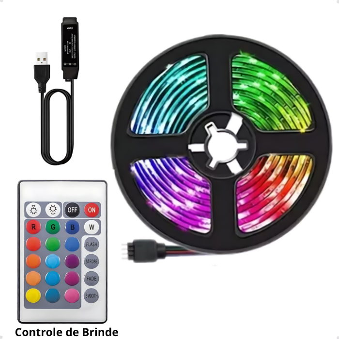 Fita Led Colorida + Controle (BRINDE) - (USB e Bluetooth)