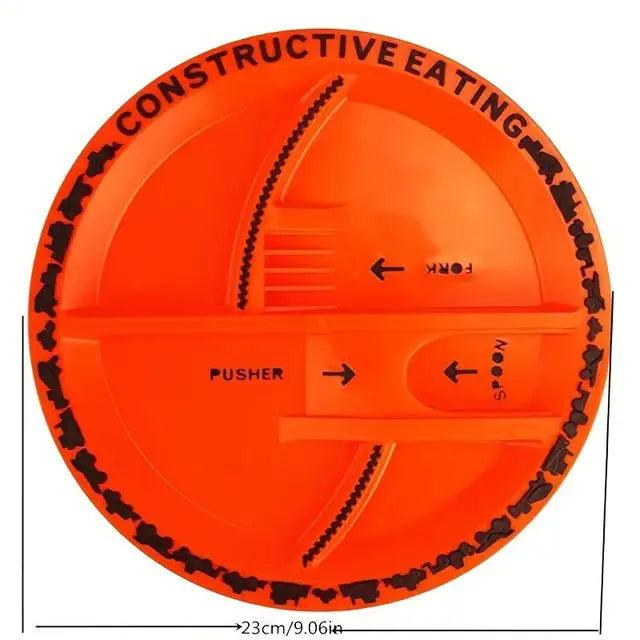 Conjunto Refeição Criativa Trator - Louças e talheres sensoriais - Loja de Importados